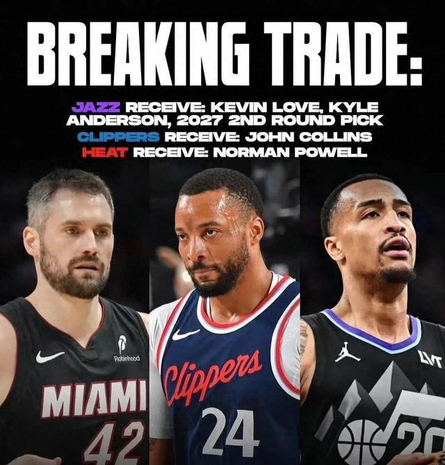 关于NBA-3方交易!科林斯加盟快船鲍威尔赴热火的信息